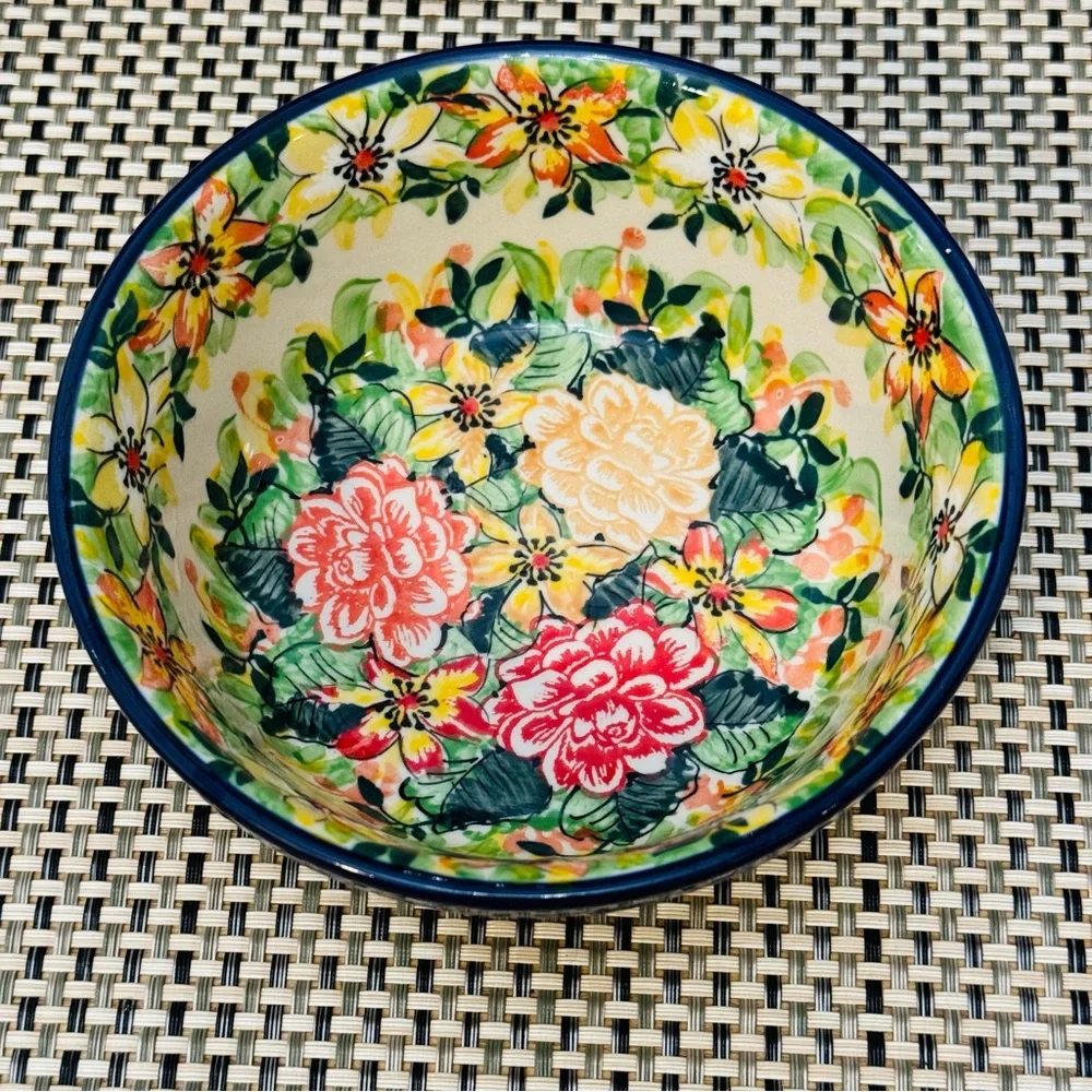 Polish Pottery  Bowl 6” Summer In The 60's UNIKAT UNIKAT